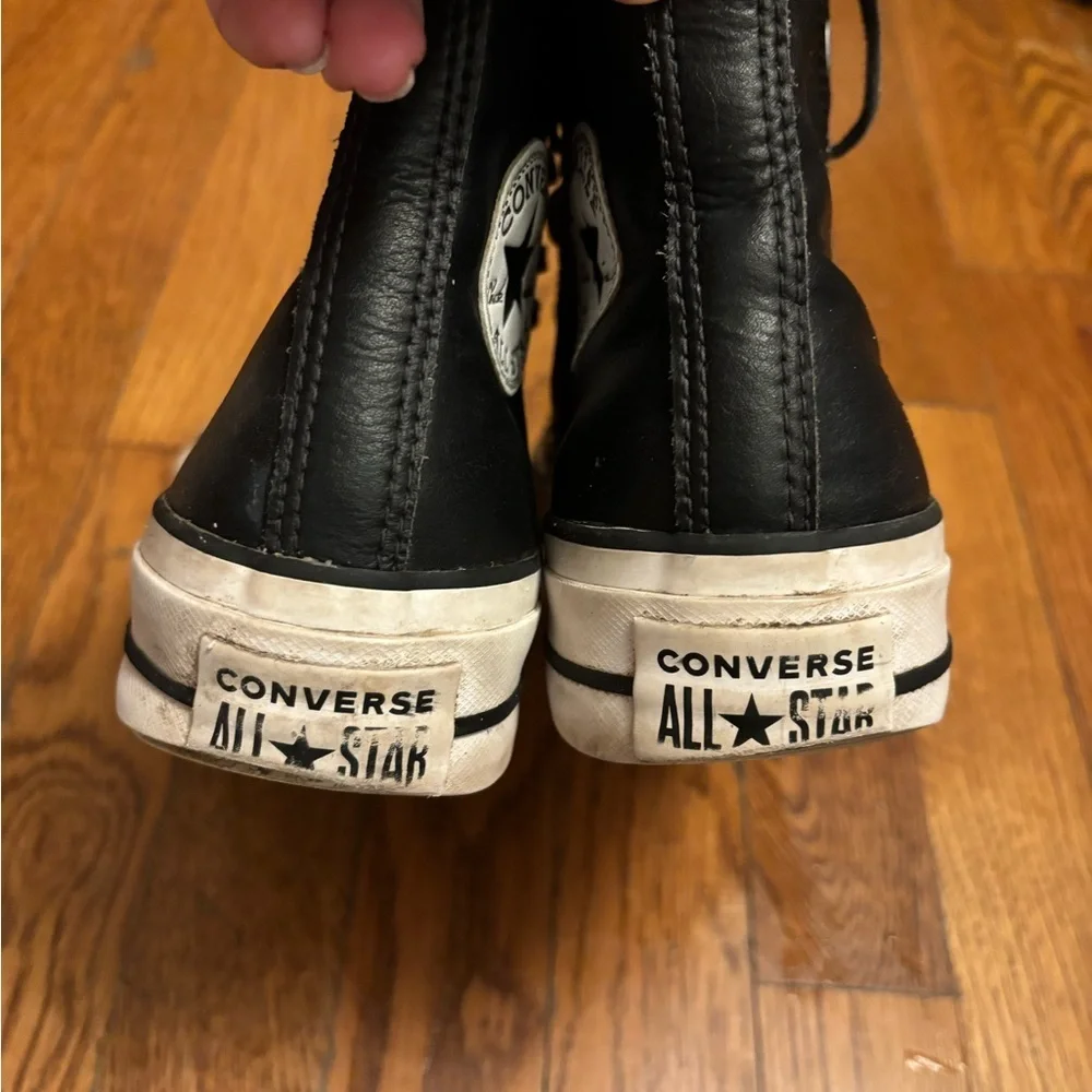 Chuck Taylor Converse All Star Black Leather High-Top Sneakers Women